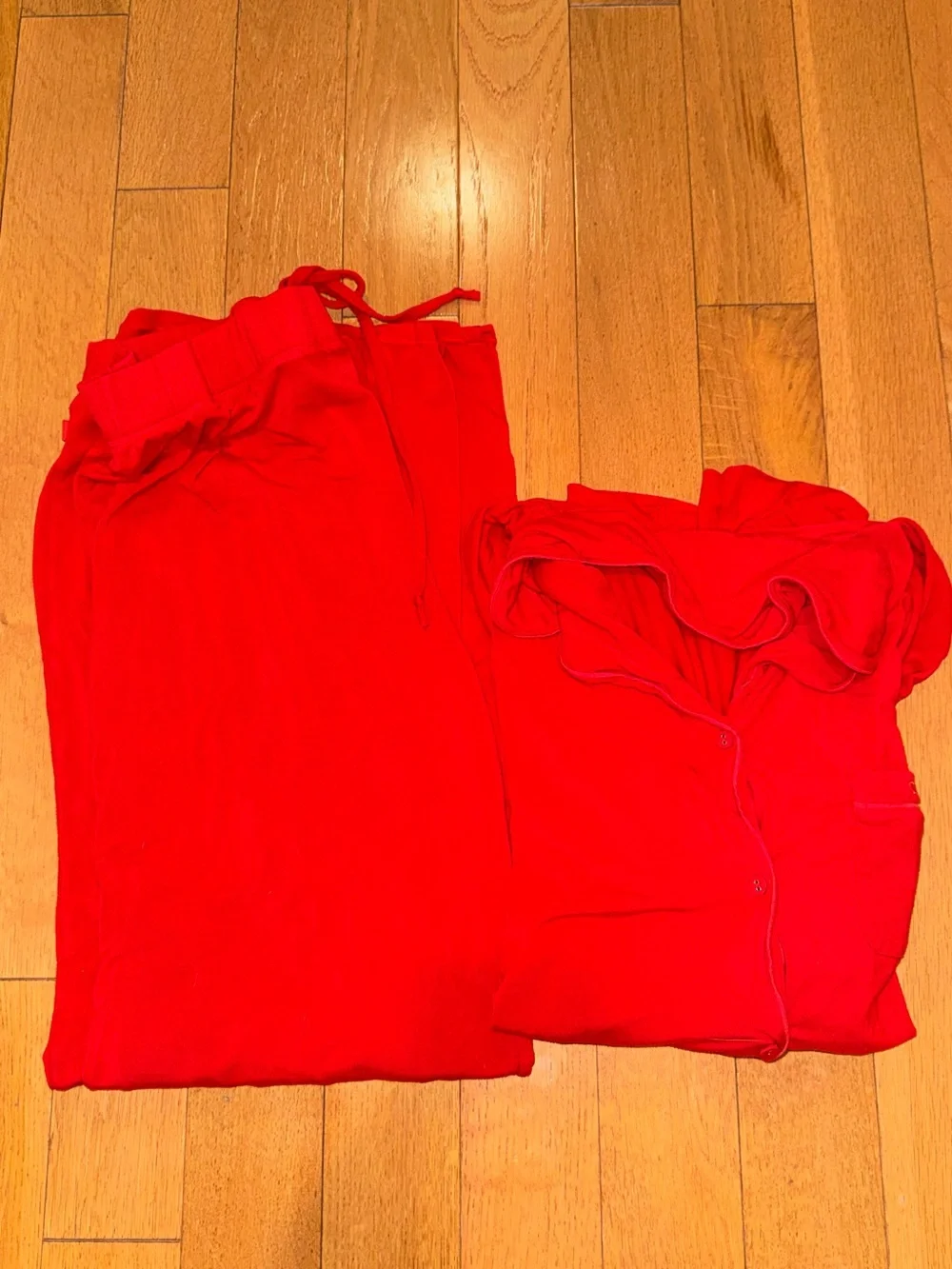 SKIMS red matching PJ set